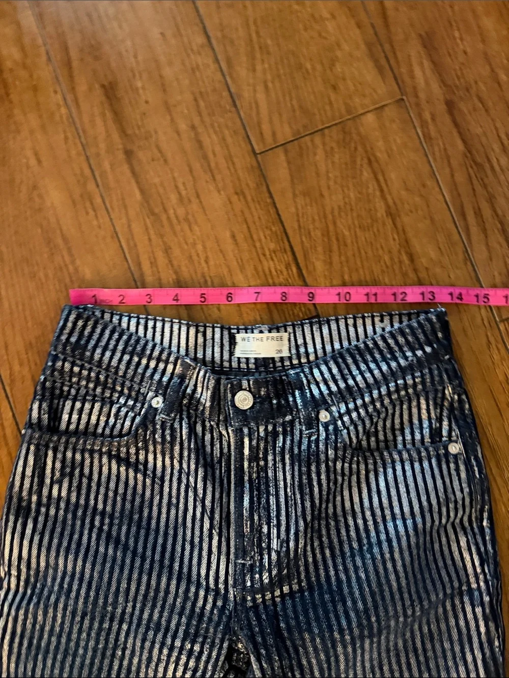Free People West Coast Relaxed Metallic Flare Jeans- size 26